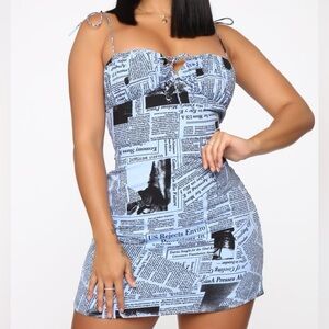 newspaper dress fashion nova Latest News Midi Dress - White/Black